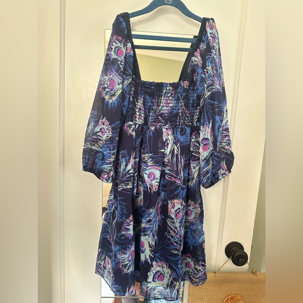 Three eighty two Colorful smocked Dress small